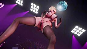 bitch knight shakes her huge ass and tits in hypnotic mmd dance rhythm