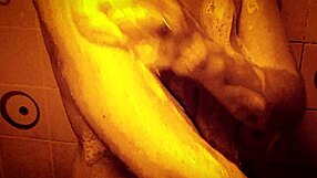 Slow motion shower drips over sexy wet tits and perky nipples