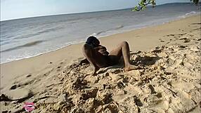 elvie gets fucked hard on beach!