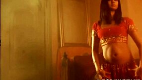 exotic oriental brunette's sexy belly dance teases with erotic nude moves