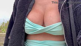 hot italian stepmom artemisia love's big tits bikini tease by the beach close-up