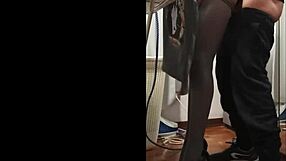 Sexy milf in heels pantyhose ironing bent over doggystyle pussy pounded rough cums hard