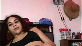 Horny Latina Stretches Pussy on Bed