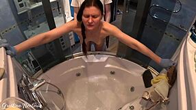 she was scrubbing the bath tub bent over while i slammed her tight pussy from behind doggystyle
