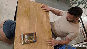 did janitor almost catch squirting brunette riding cock part 2