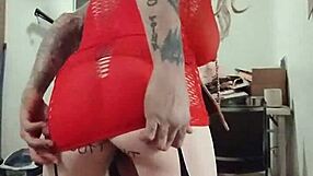 Trans babe flashes fishnets strips teases crossdresses at outdoor car wash