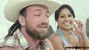 Serena Santos Strips Adam X Lee Down to Cowboy Hat for Oiled Pussy Ride