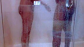 Hot couple steams up shower with passionate wet sex session