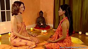 Milf Brunette's Oiled Massage Turns into Sensual Interracial Ride.