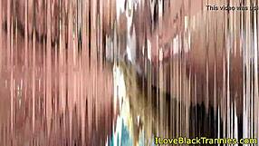 Ebony shemales team up for group fun with a ladyboy creampie finish