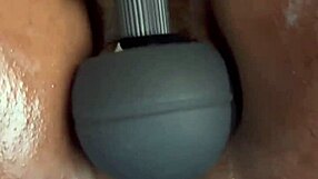 big tits ebony squirts juicy pussy closeup with huge dildo daddy