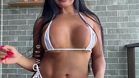 hey check married slut flashing see thru bikinis balcony!