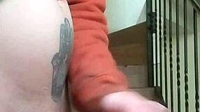 flashing huge cock in apartment stands while neighbor chats garage