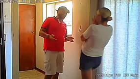 spying on my petite wife as she bends for the pizza guy's doggy pounding