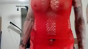 Trans babe flashes fishnets strips teases crossdresses at outdoor car wash