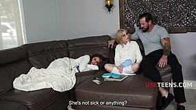 Cute Nerdy Stepdaughter Fucks Stepdad Hard To Keep Him Quiet