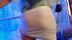 hotwife steffi watercolor strips dances rips clothes masturbates redhead pussy