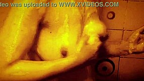 Slow motion shower drips over sexy wet tits and perky nipples