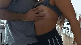Roommate rams Sunny Lune's teen pussy in kitchen.