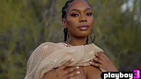 Nyla Exposes Ebony Big Tits Outdoor