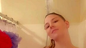 in the shower i get soaking wet fingering my shaved pussy groping my natural tits homemade amateur style