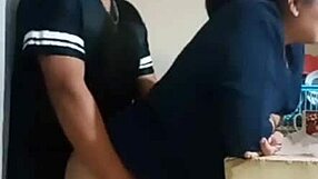 redhead latina maid's huge ass pussy gaping closeup blowjob cum in mouth with nerd neighbor almost caught by wife