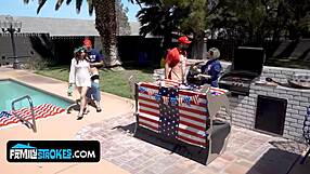 Independence Day Penelope Double-Teamed Hard by Stepdad and Stepbro