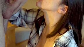 innocent teen's sloppy pov blowjob with cumshot