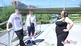 bbw milf mae quira flashes big tits asks street questions bent over doggystyle