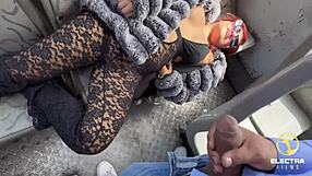 peruana redhead slut rides bus collector's monster cock cowgirl