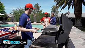 Independence Day Penelope Double-Teamed Hard by Stepdad and Stepbro