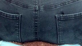brunette in tight jeans grinds facesitting mr bear dominating his face relentlessly