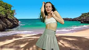 she has no panties under that skirt just wait for the wind