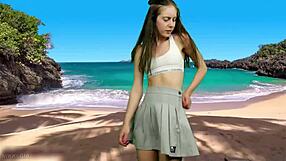 she has no panties under that skirt just wait for the wind