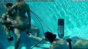 Candy and Lizzy Ride Mike's Cock Underwater in Pool for Hard Orgasms