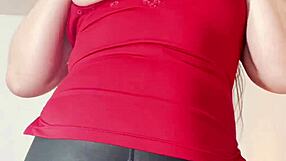 chubby colombian milf in leggings masturbates for cuckold boss and swings wild