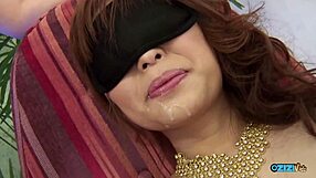 bound asian foot fetish girl teases man with her heels and puffy nipples