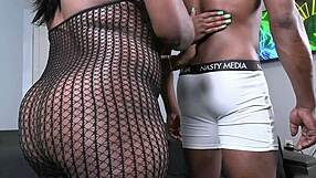 masked big ass milf bent over for bbc creampie doggystyle pounding.