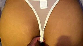 Hot amateur wife surprises with beautiful thong and huge ass fucks her while studying hardcore