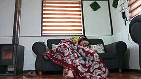Cozy Movie Night with Stepmother Turns into Secret Bedroom Fucking