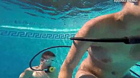 Candy and Lizzy Ride Mike's Cock Underwater in Pool for Hard Orgasms