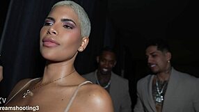 Two guards fuck famous Venezuelan DJ's big tits pussy