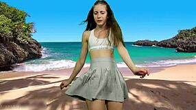 she has no panties under that skirt just wait for the wind