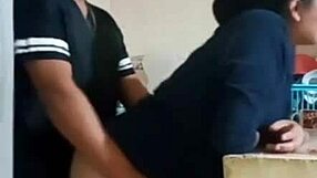 redhead latina maid's huge ass pussy gaping closeup blowjob cum in mouth with nerd neighbor almost caught by wife