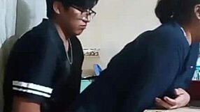 redhead latina maid's huge ass pussy gaping closeup blowjob cum in mouth with nerd neighbor almost caught by wife