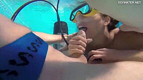Candy and Lizzy Ride Mike's Cock Underwater in Pool for Hard Orgasms