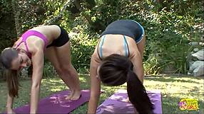 two hotties make yoga lesson way more intimate and fun
