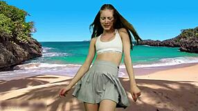 she has no panties under that skirt just wait for the wind