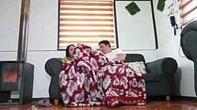 Cozy Movie Night with Stepmother Turns into Secret Bedroom Fucking