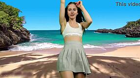 she has no panties under that skirt just wait for the wind